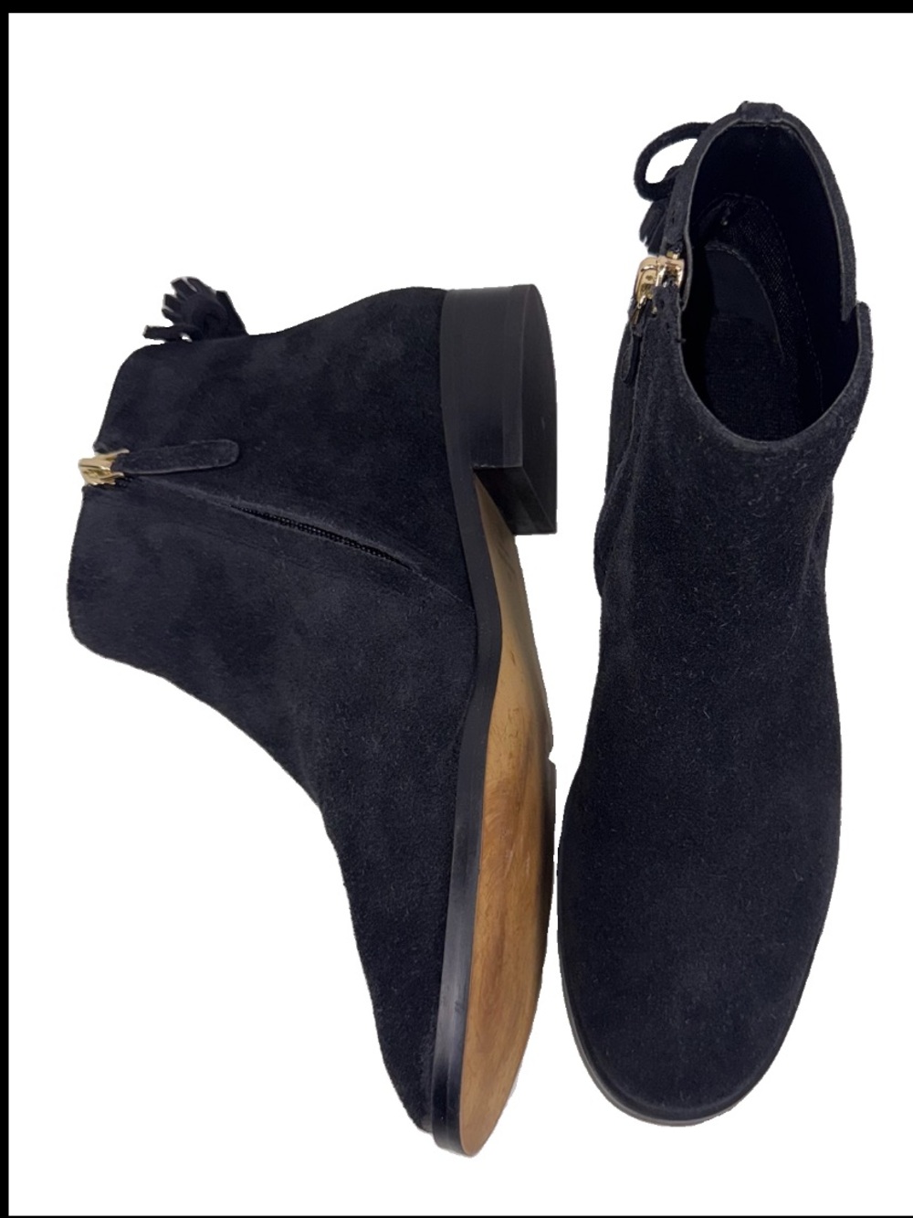 Kate Spade Womens US6 Ankle Bootie Boot Shoe Saddle Bow Tassels Flat Leather EUC